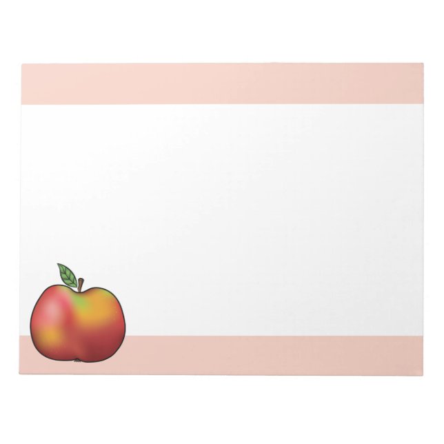 Red Cartoon Apple Fruit With Pink Notepad (Front)