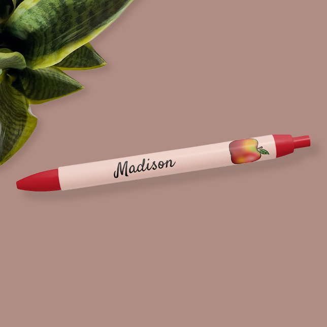 Red Cartoon Apple On Pink With Custom Text Pen (Creator Uploaded)