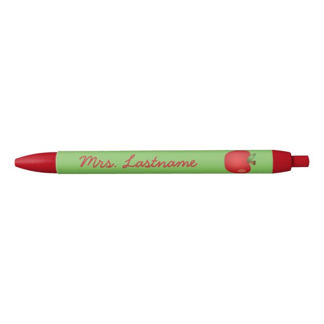 Red Cartoon Apple With Custom Name Pen (Front)