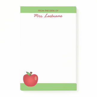 Red Cartoon Apple With Custom Name Post-it Notes