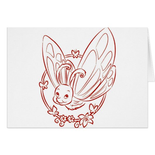 Red Cartoon Butterfly Cards (Front Horizontal)