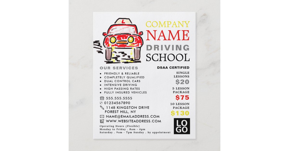 Red Cartoon Car, Driving School, Instructor Advert Flyer | Zazzle Red Cartoon Car, Driving School, Instructor Advert Flyer | Zazzle