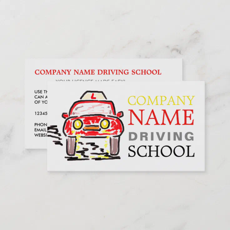 Red Cartoon Car, Driving School, Instructor Business Card | Zazzle