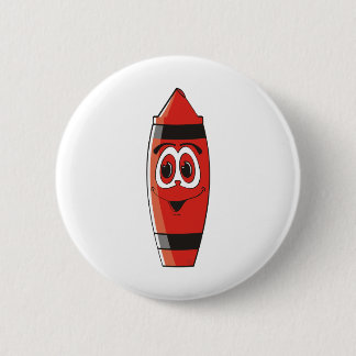 Red Cartoon Crayon Pinback Button