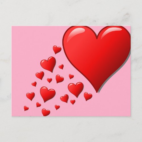 Red cartoon cute hearts design postcard