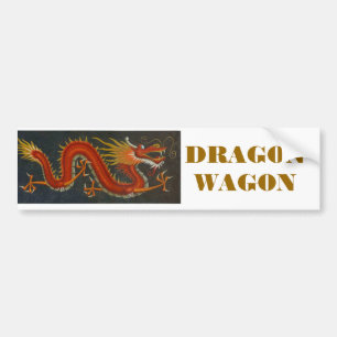 RED CARTOON DRAGON BUMPER STICKER
