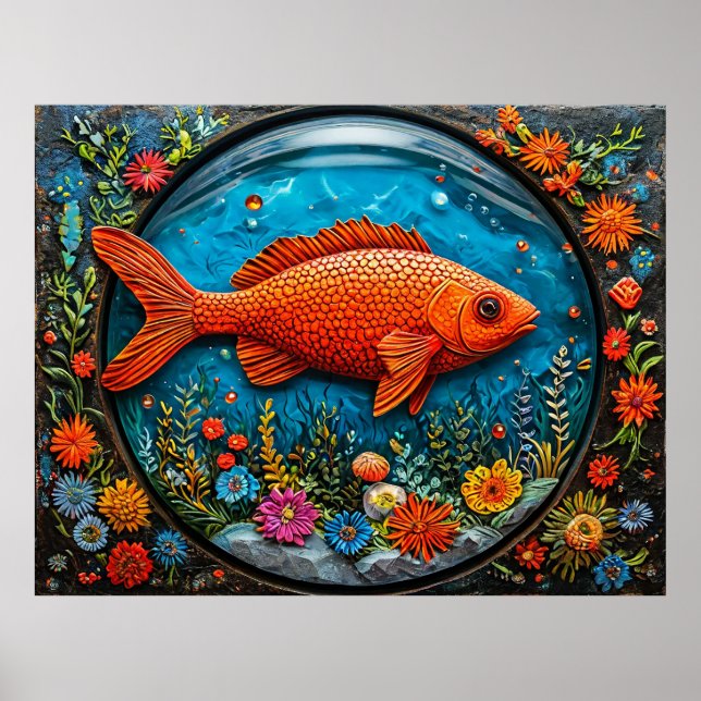 🐟 Red Cartoon Fish Wall Decor Gift For Kids 🎁 (Front)