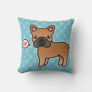 Red Cartoon French Bulldog Love Throw Pillow