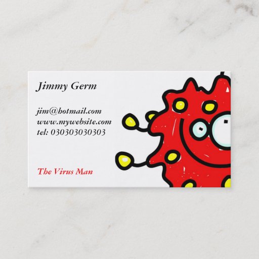 Customizable Red Cartoon Germ Business Card Template