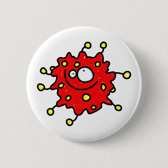 Red Cartoon Germ Button (Front)
