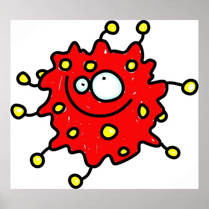 Red Cartoon Germ Print