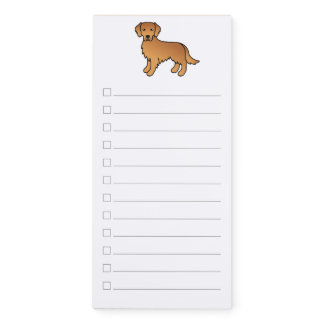 Red Cartoon Golden Retriever With Checklist Magnetic Notepad