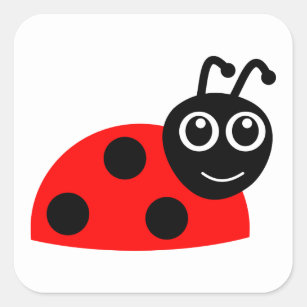 Red cartoon ladybug square sticker