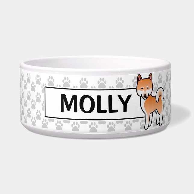 Red Cartoon Shiba Inu Bowl (Front)