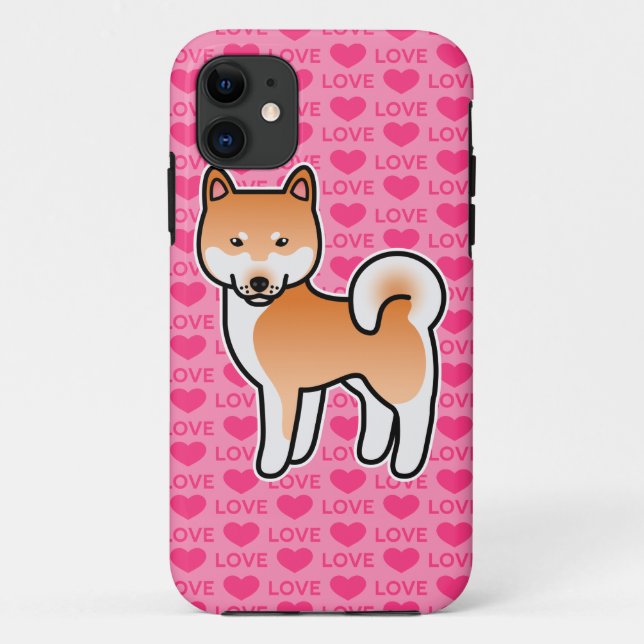 Red Cartoon Shiba Inu Love Case-Mate iPhone Case (Back)