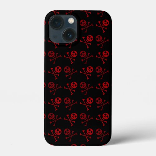 Red Cartoon Skull Pattern iPhone 13 Mini Case
