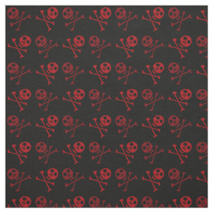 Red Cartoon Skull Pattern Fabric