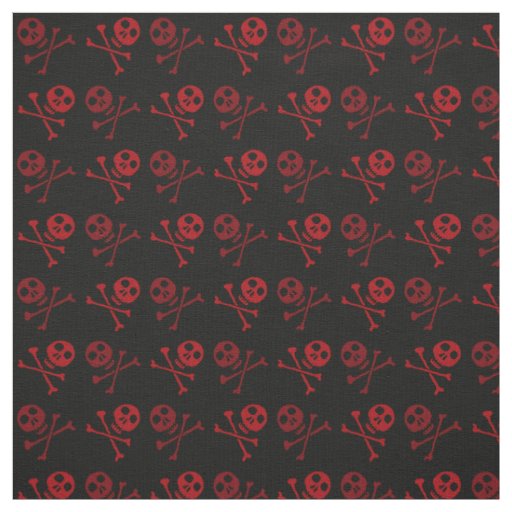 Red Cartoon Skull Pattern Fabric