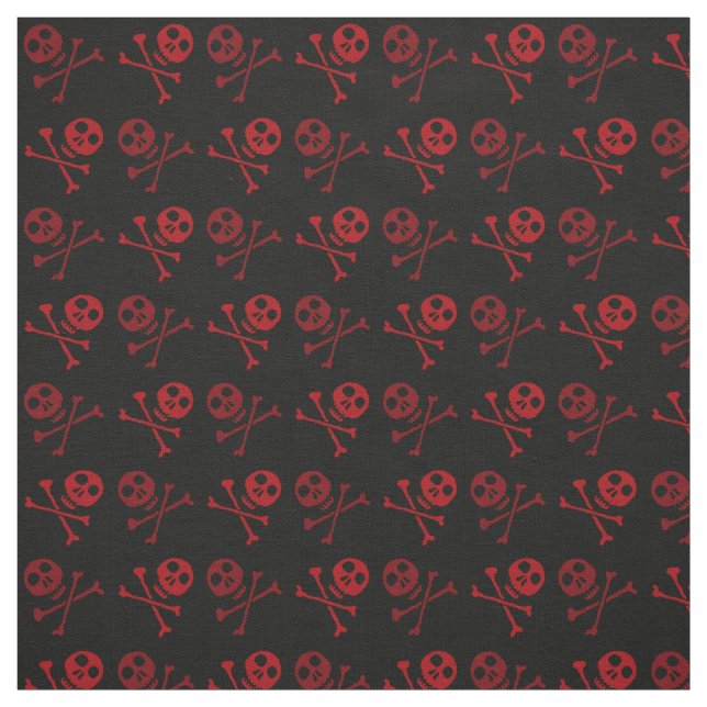 Red Cartoon Skull Pattern Fabric (Swatch)