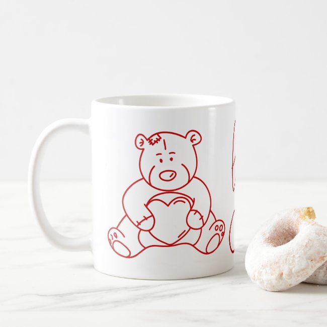 Red Cartoon Teddy Bears Coffee Mug