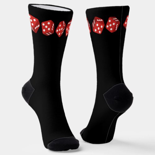 Red Casino Dice Gambler Socks