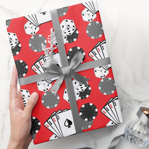 Red Casino Poker Party Wrapping Paper