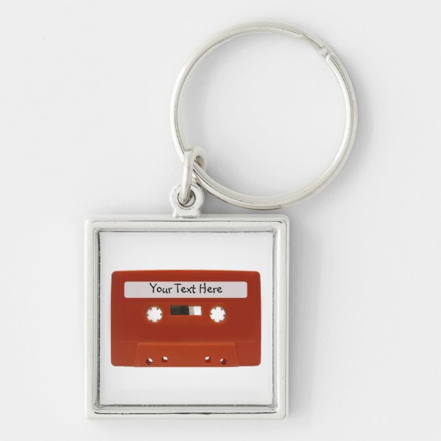 Red Cassette Tape Customizable Keychain (Front)