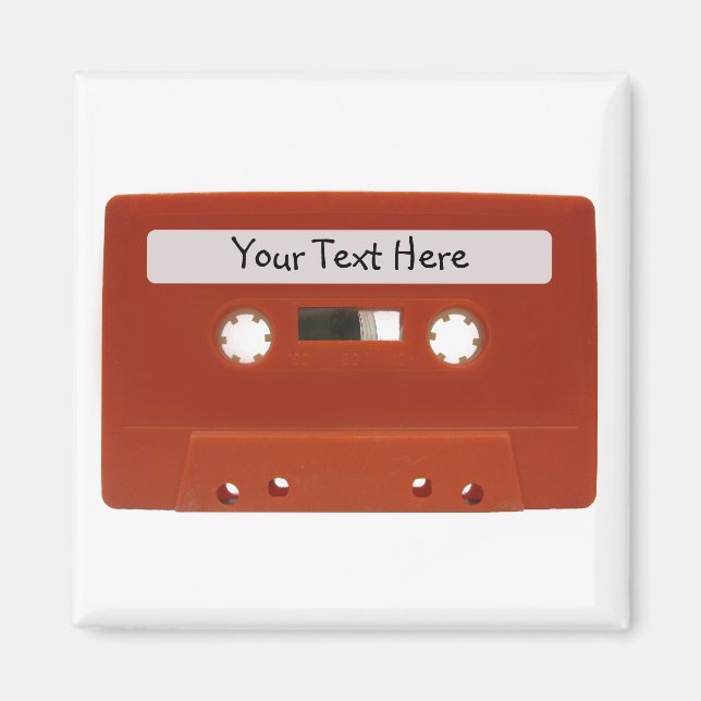 Red Cassette Tape Customizable Magnet (Front)