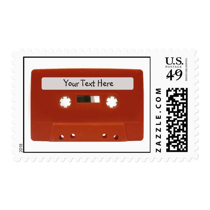Red Cassette Tape Customizable Postage Stamps Zazzle