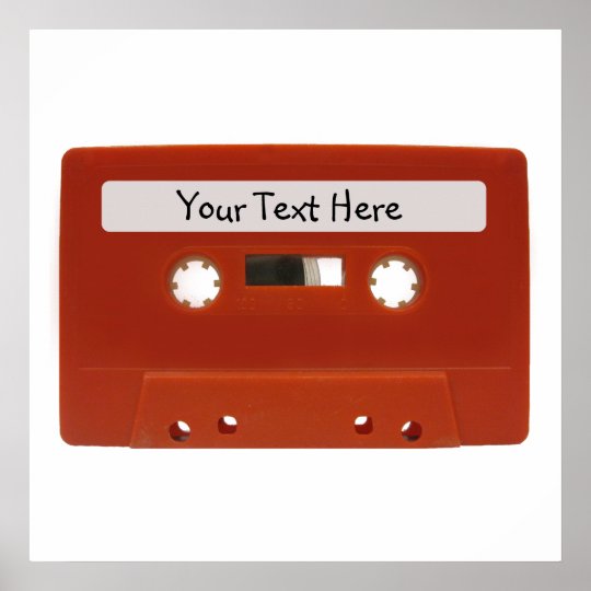 Red Cassette Tape Customizable Poster