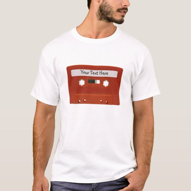 Red Cassette Tape Customizable T-Shirt (Front)