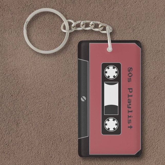 Red Cassette Tape Keychain (Red Cassette Tape Keychain)