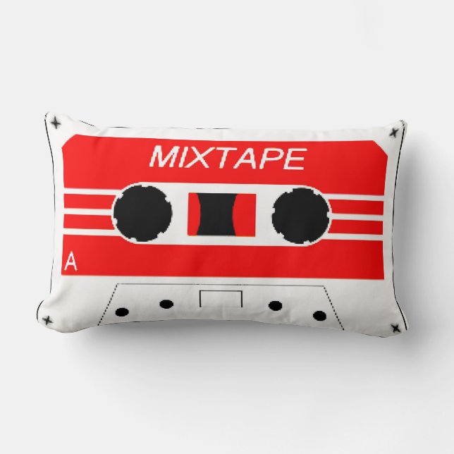 Red Cassette Tape Lumbar Pillow (Front)