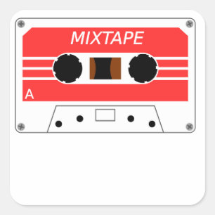 Red Cassette Tape Square Sticker