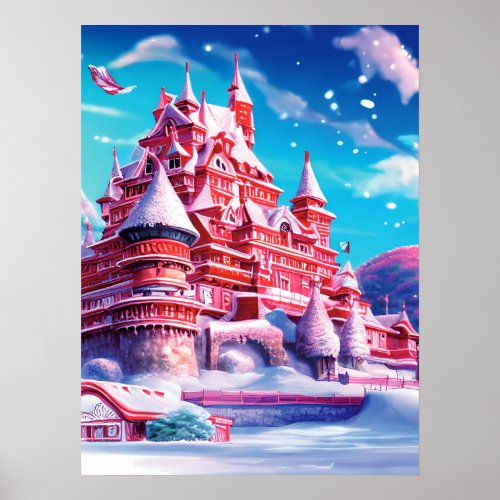 Red Castle In Winter Poster