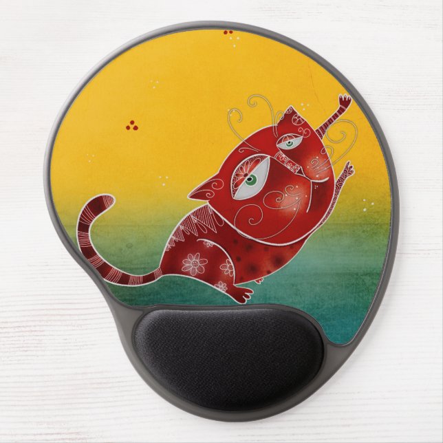 Red cat gel mouse pad (Front)