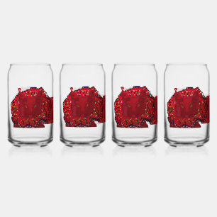 Red Cat Humor Can Glass