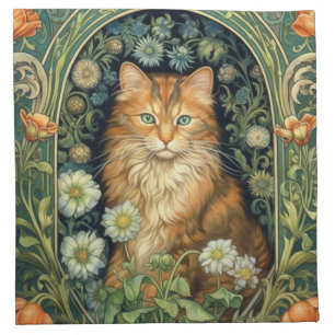 Red cat in the garden art nouveau cloth napkin