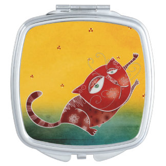 Red cat mirror for makeup