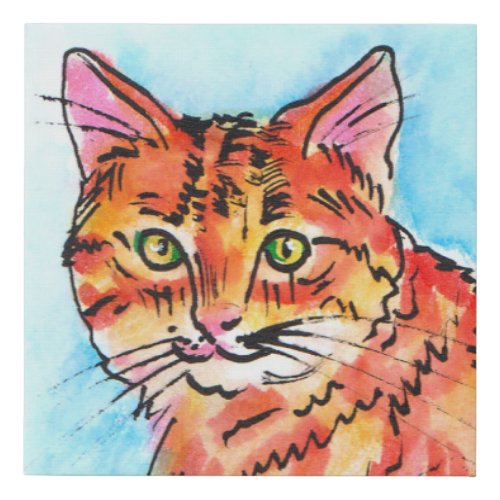 Red Cat painting  Faux Canvas Print