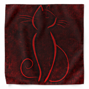 Red cat silhouette bandana