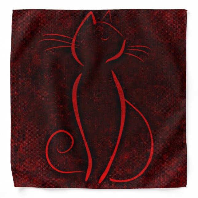 Red cat silhouette bandana (Front)