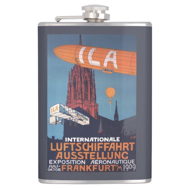Red Cathedral - 1st Aeronautical Exposition Hip Flask (Front)