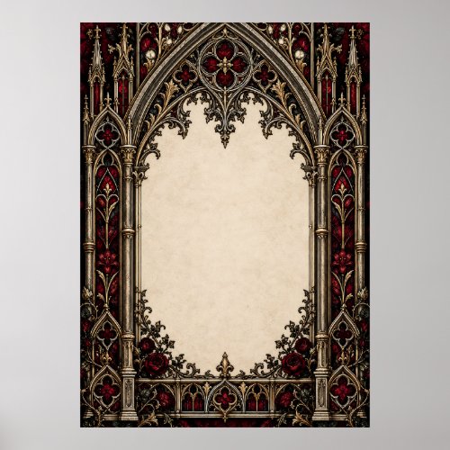 Red Cathedral Arch Gothic Wedding Welcome Sign