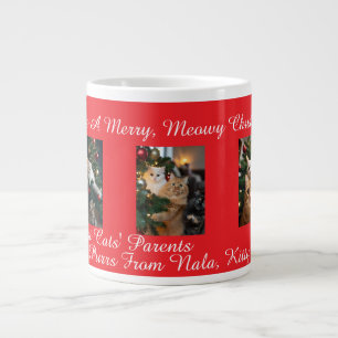 Red Cats Christmas, Image And Text, Customize, Giant Coffee Mug