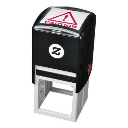 Red caution sign triangle warning icon rubber self_inking stamp
