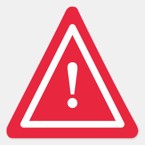 Red caution sign with exclamation mark icon triangle sticker
