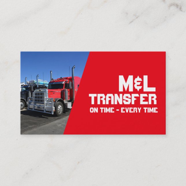Red CDL Truck Driver Delivery Freight Distribution Business Card (Front)