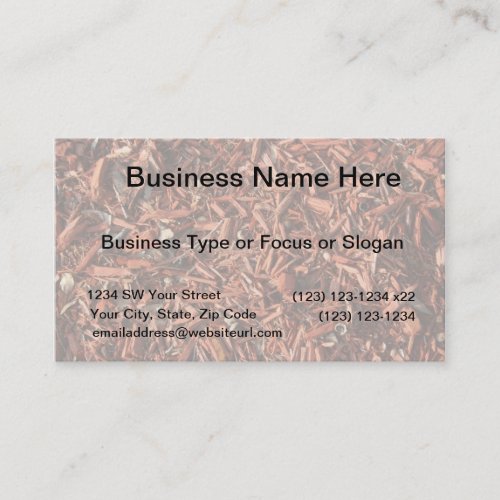 Red cedar mulch with debris business card