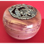 Red Cedar Potpourri Bowl with Pewter Rose Lid<br><div class="desc">Each piece featured here is created with passion,  focus and a desire to learn something new. It is my hope that when one of these pieces ends up at your home,  it will bring you years of enjoyment,  beauty and peace.</div>
